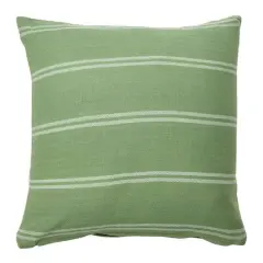Hello Honey&reg; Green Square Interwoven Double-Striped Cotton Pillow Cover