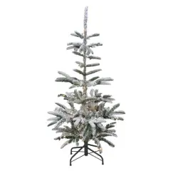 6.5ft. Pre-Lit Flocked Nordmann Fir Artificial Christmas Tree, Warm White LED Lights
