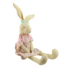 1.6ft. Sitting Linen Pink Floral Easter Bunny Rabbit Spring Figure