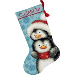 Dimensions&reg; Hugging Penguins Stocking Needlepoint Kit