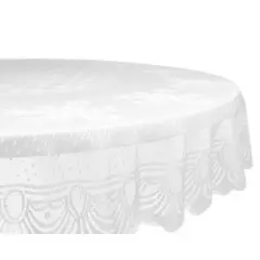 DII&reg; 63" Round White Floral Polyester Lace Tablecloth