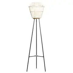 White Metal Natural Lantern, 55" x 13" x 13"