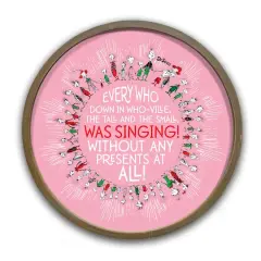 20" The Grinch Who Singing Circle Round Framed Print Brown