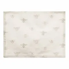 Delicate Bee Pattern Cotton Twill Placemat Gray and White