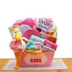 A Special Delivery Pink New Baby Gift Basket