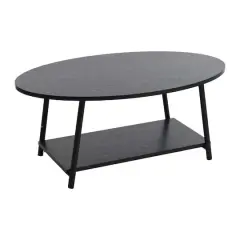 Household Essentials 39" Jamestown Oval Coffee Table Black Oak