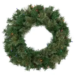 24" Pre-Lit Christmas Artificial Oregon Cashmere Pine Wreath