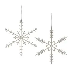 6ct. Jeweled Silver Metal & Glass Snowflake Ornaments