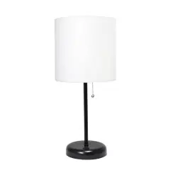 Creekwood Home 19.5" Oslo USB Port Table Lamp Black Base/White Shade