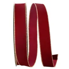 Reliant 1/2" x 50yd. Velvet Wired Ribbon Burgundy/Gold