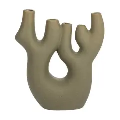 Hello Honey&reg; 7.5" Green Abstract Coral Shaped Stoneware Vase