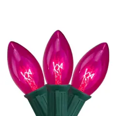25ct. C9 Christmas String Lights with Green Wire Pink