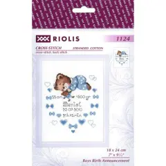 RIOLIS Boys Birth Announcement Cross Stitch Kit