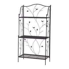 Glitzhome&reg; 3-Tier Black Metal Plant Stand