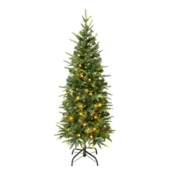 4.5ft. Pre-Lit Feel-Real&reg; Duxbury Slim Artificial Christmas Tree, Warm White LED Lights