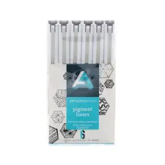 Art Alternatives Black Pigment Liner Brush Pen 6 Piece Set