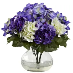 11" Mixed Hydrangea Arrangement in Vase