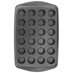 Gibson Baker's Friend Gray 24 Cup Nonstick Steel Mini Muffin Pan