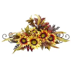 27" Sunflower Swag with Metal Frame