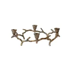 Hello Honey&reg; 13" Oxidized Antique Gold Finish Aluminum Wreath Advent Taper Candle Holder