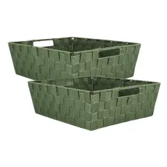 DII&reg; Nylon Basketweave Trapezoid Bin Set, 2ct. Olive