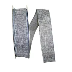 JAM Paper 1.5" x 50yd. Linen Wired Ribbon Gray