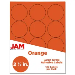 JAM Paper 2.5" Circle Product & Container Labels, 120ct. Orange