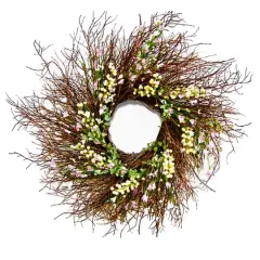 24" Spring Light Pink & Cream Forsythia Wreath