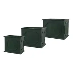 Green Rectangle Wood Planter Box Set