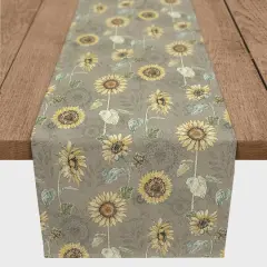 Sunflower Pattern Cotton Twill Runner Brown