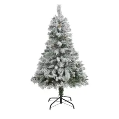 4ft. Unlit Flocked White River Mountain Pine & Pinecones Artificial Christmas Tree