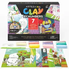 Arteza&reg; Kids Magical Creatures Clay By Numbers Kit, 57 pcs