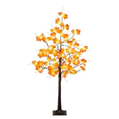 4ft. Pre-Lit Minimalist Autumn Maple Artificial Fall Tree with 56 Warm White LED Lights