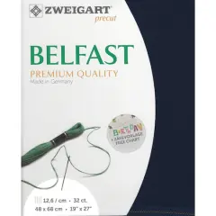 Zweigart&reg; Precut Belfast 32 Count Canvas, 19" x 27" Navy Blue