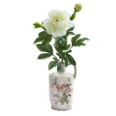 22" Peony Artificial Arrangement in Floral Pitcher