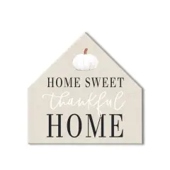 Home Sweet Thankful Home House Shaped Hanging Canvas