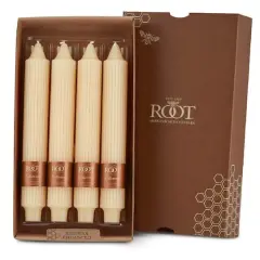 Root Candles 9" Unscented Grecian Collenette Taper Candles, 4ct. Buttercream