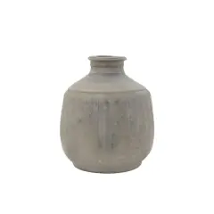 Hello Honey&reg; 10'' Gray Terracotta Vase with Distressed Blue Design