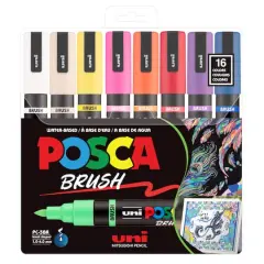 POSCA&reg; PC-5BR 16 Color Brush Tip Paint Marker Set