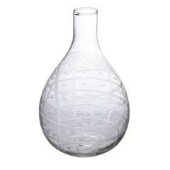 Hello Honey&reg; 3.5qt. Clear Hand-Blown Etched Round Reclaimed Glass Pitcher