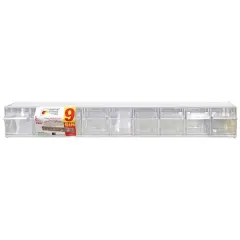 Quantum Storage Systems&reg; 3.125" x 23.625" White 9 Compartment Storage Box with Clear Tip Out Bins