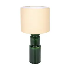 Hello Honey&reg; 23" Green Ceramic LED Table Lamp with Natural Linen Shade