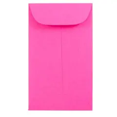 JAM Paper Colored #3 Coin Business Envelopes, 50ct. Ultra Fuchsia Hot Pink