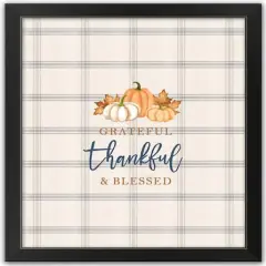 Grateful Thankful Blessed Black Framed Print Wall Art