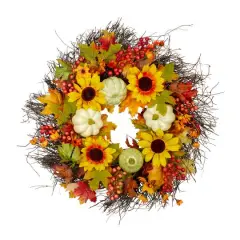 26" Sunflowers & Gourds Thanksgiving Wreath