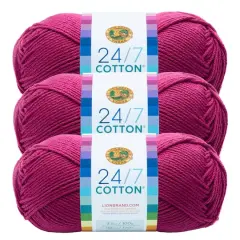 3 Pack Lion Brand&reg; 24/7 Cotton&reg; Yarn Rose
