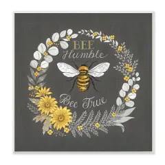 Stupell Industries Bee Humble Be True Phrase Vintage Yellow Florals,12" x 12"