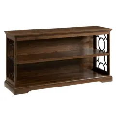 Walker Edison Dark Walnut Lateral Bookshelf with Decorative Metal Sides