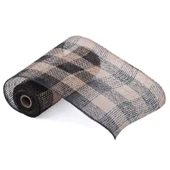 10" x 19ft. Black & Natural Plaid Poly Burlap Mesh by Celebrate It&trade;
