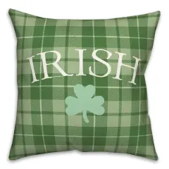 Irish Clover Green Plaid 3 18" x 18" Throw Pillow